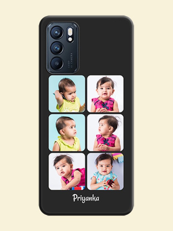 Floral Art with 6 Image Holder on Photo on Space Black Soft Matte Mobile Case - Oppo Reno 6 5G