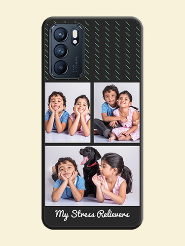 Cross Dotted Pattern with 2 Image Holder on Personalised Space Black Soft Matte Cases - Oppo Reno 6 5G