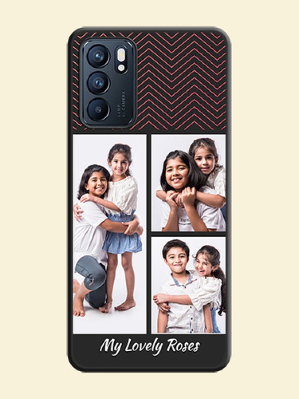 Wave Pattern with 3 Image Holder on Space Black Custom Soft Matte Back Cover - Oppo Reno 6 5G