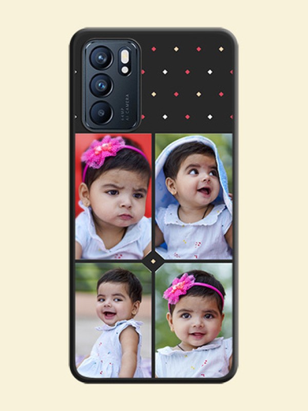 Multicolor Dotted Pattern with 4 Image Holder on Space Black Custom Soft Matte Phone Cases - Oppo Reno 6 5G