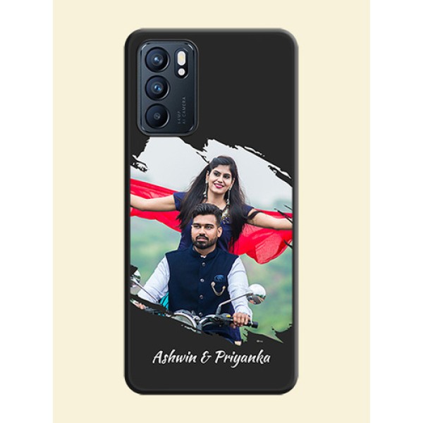Grunge Brush Strokes on Photo on Space Black Soft Matte Back Cover - Oppo Reno 6 5G