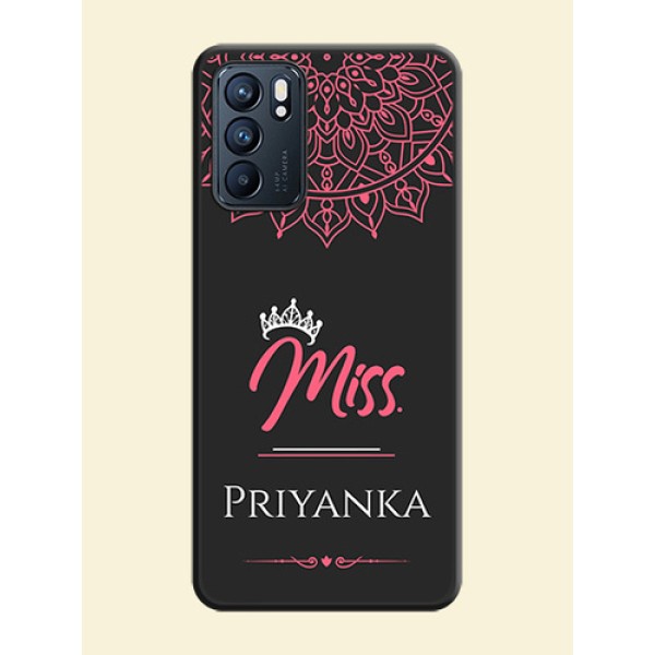Mrs Name with Floral Design on Space Black Personalized Soft Matte Phone Covers - Oppo Reno 6 5G Mrs Name with Floral Design on Space Black Personalized Soft Matte Phone Covers - Oppo Reno 6 5G