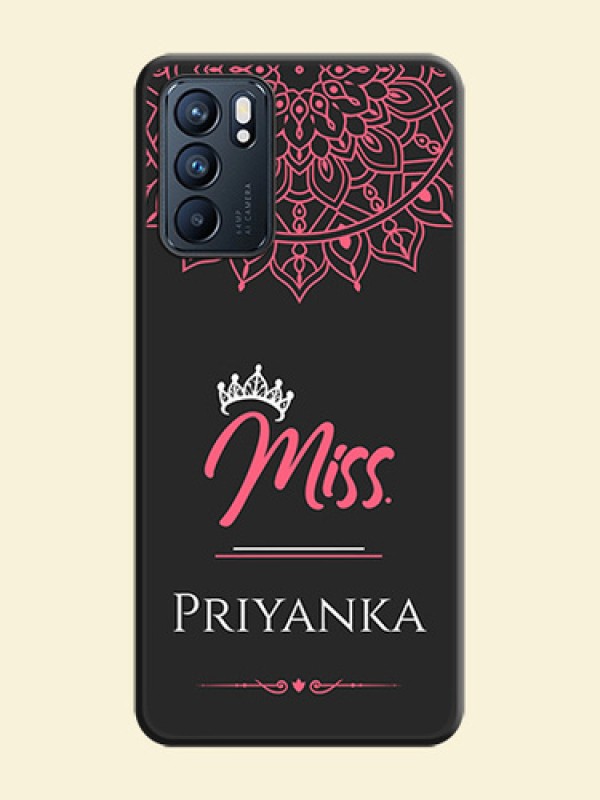 Mrs Name with Floral Design on Space Black Personalized Soft Matte Phone Covers - Oppo Reno 6 5G