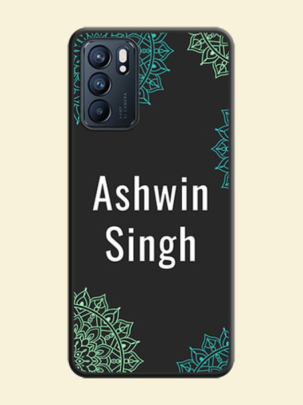 Your Name with Floral Design on Space Black Custom Soft Matte Back Cover - Oppo Reno 6 5G