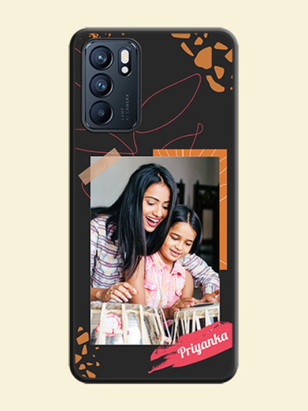 Orange Photo Frame on Space Black Custom Soft Matte Phone Back Cover - Oppo Reno 6 5G
