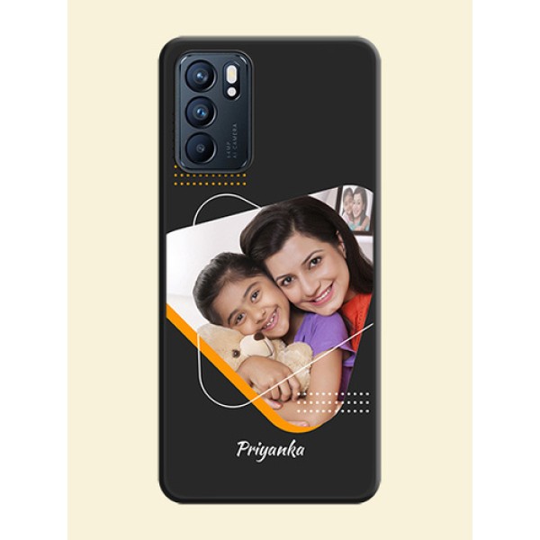 Yellow Triangle on Photo on Space Black Soft Matte Phone Cover - Oppo Reno 6 5G Yellow Triangle on Photo on Space Black Soft Matte Phone Cover - Oppo Reno 6 5G
