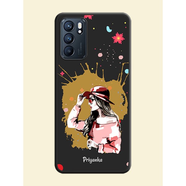 Mordern Lady With Color Splash Background With Custom Text On Space Black Personalized Soft Matte Phone Covers -Oppo Reno 6 5G