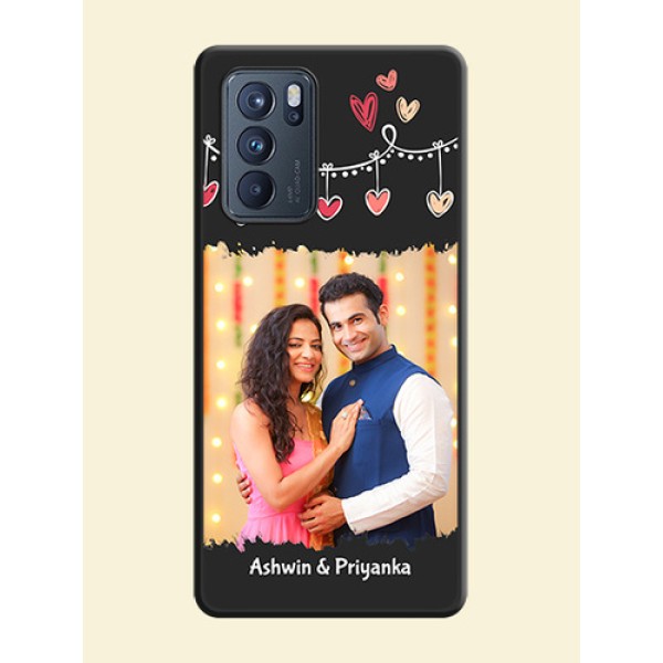 Pink Love Hangings with Name on Space Black Custom Soft Matte Phone Cases - Oppo Reno 6 Pro 5G Pink Love Hangings with Name on Space Black Custom Soft Matte Phone Cases - Oppo Reno 6 Pro 5G