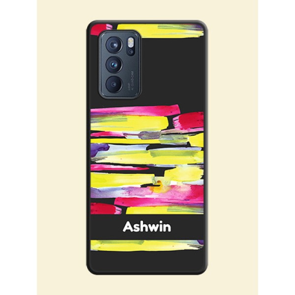 Brush Coloured on Space Black Personalized Soft Matte Phone Covers - Oppo Reno 6 Pro 5G Brush Coloured on Space Black Personalized Soft Matte Phone Covers - Oppo Reno 6 Pro 5G