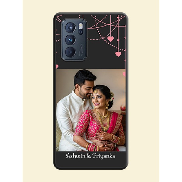 Pink Love Hangings with Text on Space Black Custom Soft Matte Back Cover - Oppo Reno 6 Pro 5G Pink Love Hangings with Text on Space Black Custom Soft Matte Back Cover - Oppo Reno 6 Pro 5G