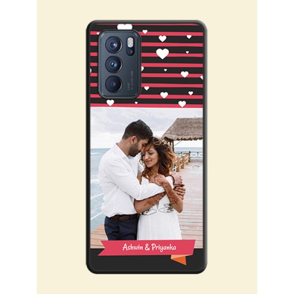 White Color Love Symbols with Pink Lines Pattern on Space Black Custom Soft Matte Phone Cases - Oppo Reno 6 Pro 5G White Color Love Symbols with Pink Lines Pattern on Space Black Custom Soft Matte Phone Cases - Oppo Reno 6 Pro 5G
