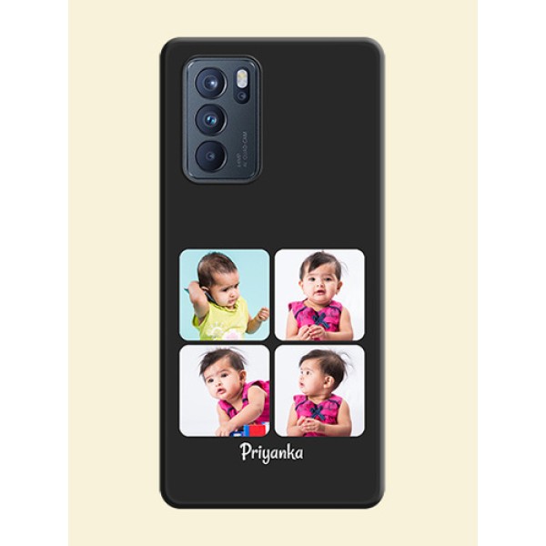 Floral Art with 6 Image Holder on Photo on Space Black Soft Matte Mobile Case - Oppo Reno 6 Pro 5G