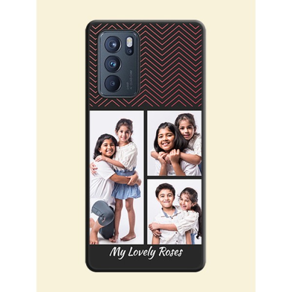 Wave Pattern with 3 Image Holder on Space Black Custom Soft Matte Back Cover - Oppo Reno 6 Pro 5G Wave Pattern with 3 Image Holder on Space Black Custom Soft Matte Back Cover - Oppo Reno 6 Pro 5G