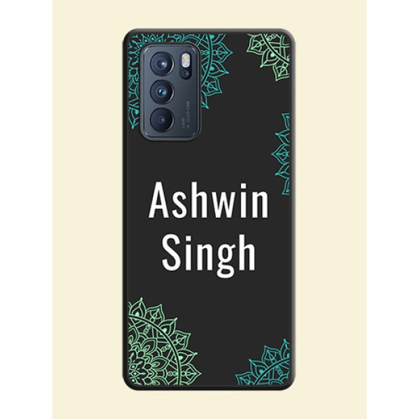 Your Name with Floral Design on Space Black Custom Soft Matte Back Cover - Oppo Reno 6 Pro 5G Your Name with Floral Design on Space Black Custom Soft Matte Back Cover - Oppo Reno 6 Pro 5G