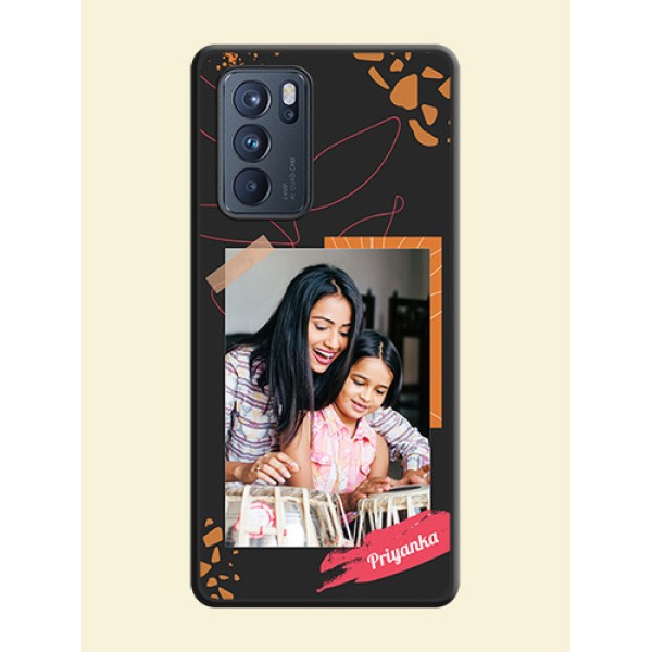 Orange Photo Frame on Space Black Custom Soft Matte Phone Back Cover - Oppo Reno 6 Pro 5G Orange Photo Frame on Space Black Custom Soft Matte Phone Back Cover - Oppo Reno 6 Pro 5G