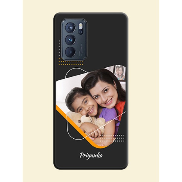 Yellow Triangle on Photo on Space Black Soft Matte Phone Cover - Oppo Reno 6 Pro 5G Yellow Triangle on Photo on Space Black Soft Matte Phone Cover - Oppo Reno 6 Pro 5G