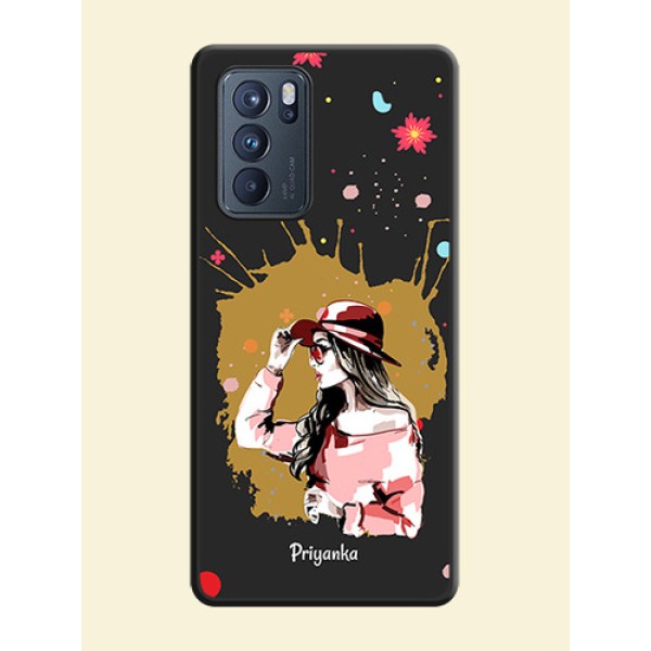 Mordern Lady With Color Splash Background With Custom Text On Space Black Personalized Soft Matte Phone Covers -Oppo Reno 6 Pro 5G