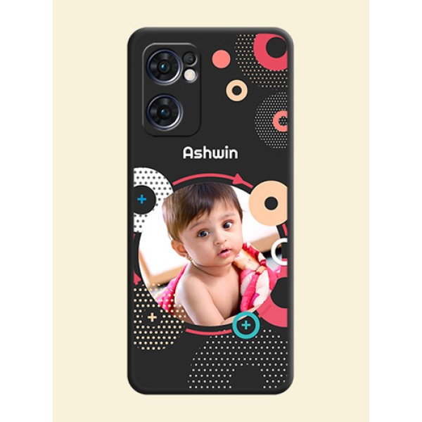 Multicoloured Round Image on Personalised Space Black Soft Matte Cases - Oppo Reno 7 5G Multicoloured Round Image on Personalised Space Black Soft Matte Cases - Oppo Reno 7 5G