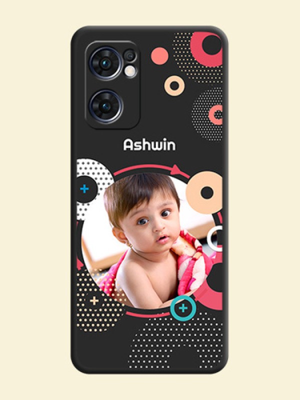 Multicoloured Round Image on Personalised Space Black Soft Matte Cases - Oppo Reno 7 5G