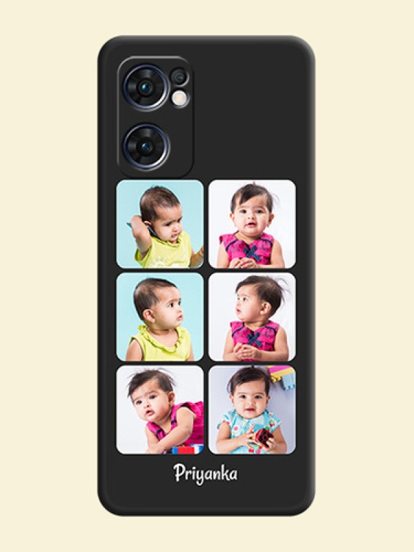 Floral Art with 6 Image Holder on Photo on Space Black Soft Matte Mobile Case - Oppo Reno 7 5G