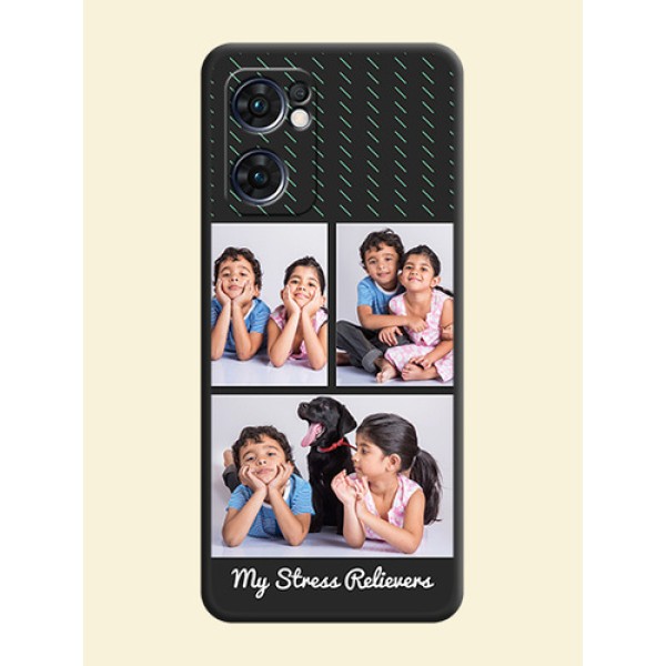 Cross Dotted Pattern with 2 Image Holder on Personalised Space Black Soft Matte Cases - Oppo Reno 7 5G Cross Dotted Pattern with 2 Image Holder on Personalised Space Black Soft Matte Cases - Oppo Reno 7 5G