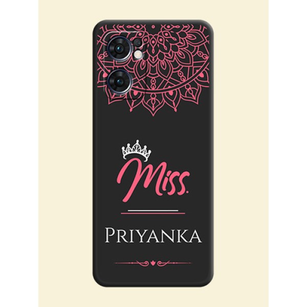 Mrs Name with Floral Design on Space Black Personalized Soft Matte Phone Covers - Oppo Reno 7 5G Mrs Name with Floral Design on Space Black Personalized Soft Matte Phone Covers - Oppo Reno 7 5G