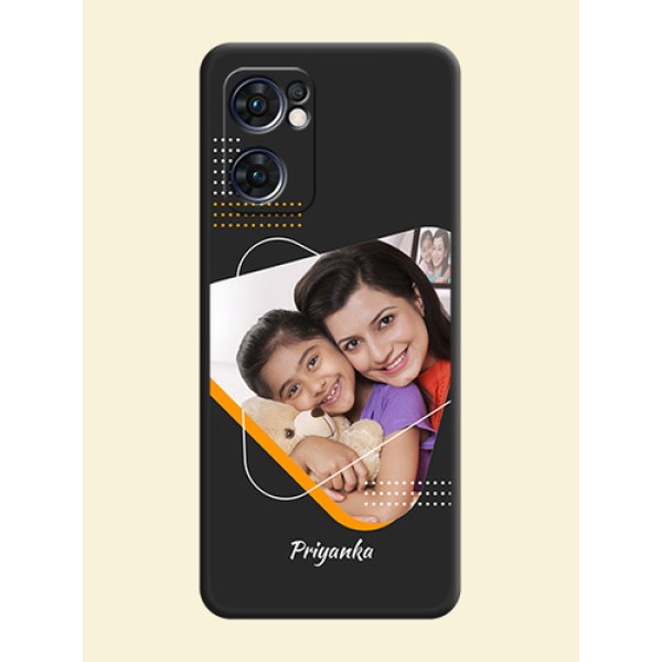 Yellow Triangle on Photo on Space Black Soft Matte Phone Cover - Oppo Reno 7 5G Yellow Triangle on Photo on Space Black Soft Matte Phone Cover - Oppo Reno 7 5G