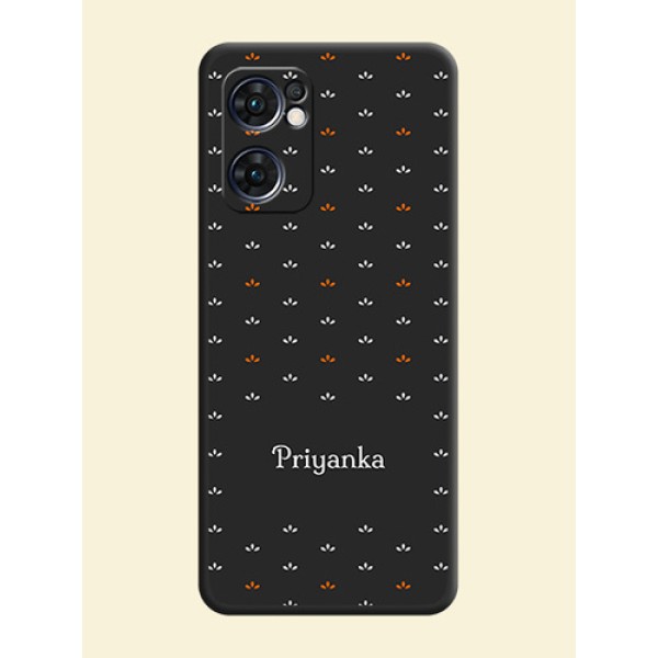 Simple Pattern With Custom Text On Space Black Personalized Soft Matte Phone Covers -Oppo Reno 7 5G Simple Pattern With Custom Text On Space Black Personalized Soft Matte Phone Covers -Oppo Reno 7 5G