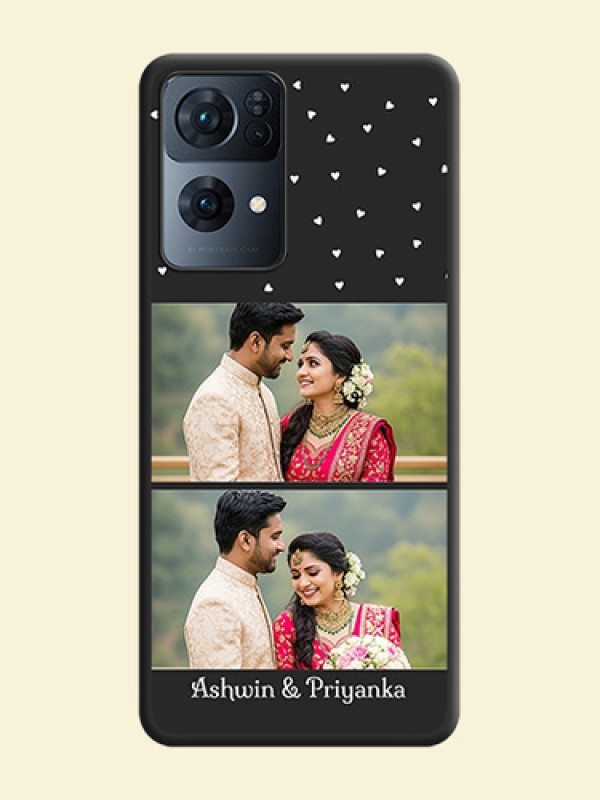 Miniature Love Symbols with Name on Space Black Custom Soft Matte Back Cover - Oppo Reno 7 Pro 5G