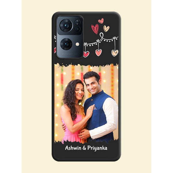 Pink Love Hangings with Name on Space Black Custom Soft Matte Phone Cases - Oppo Reno 7 Pro 5G Pink Love Hangings with Name on Space Black Custom Soft Matte Phone Cases - Oppo Reno 7 Pro 5G