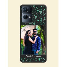 Sea Green Indefinite Love Pattern on Photo on Space Black Soft Matte Mobile Cover - Oppo Reno 7 Pro 5G