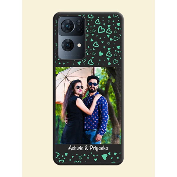 Sea Green Indefinite Love Pattern on Photo on Space Black Soft Matte Mobile Cover - Oppo Reno 7 Pro 5G Sea Green Indefinite Love Pattern on Photo on Space Black Soft Matte Mobile Cover - Oppo Reno 7 Pro 5G