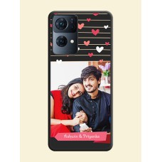 Love Pattern with Name on Pink Ribbon on Photo on Space Black Soft Matte Back Cover - Oppo Reno 7 Pro 5G