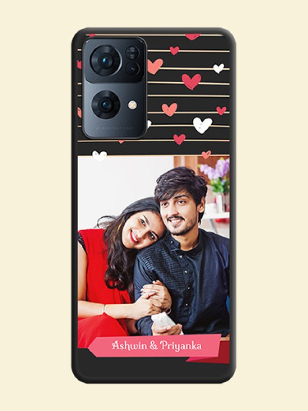 Love Pattern with Name on Pink Ribbon  on Photo on Space Black Soft Matte Back Cover - Oppo Reno 7 Pro 5G