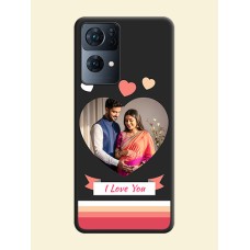 Love Shaped Photo with Colorful Stripes on Personalised Space Black Soft Matte Cases - Oppo Reno 7 Pro 5G
