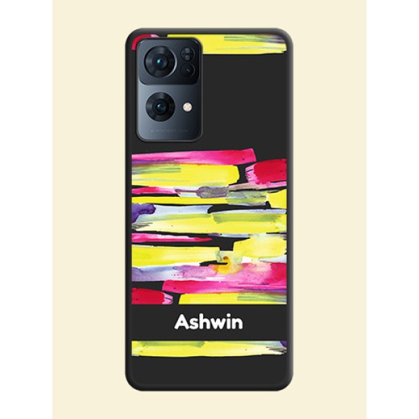 Brush Coloured on Space Black Personalized Soft Matte Phone Covers - Oppo Reno 7 Pro 5G Brush Coloured on Space Black Personalized Soft Matte Phone Covers - Oppo Reno 7 Pro 5G