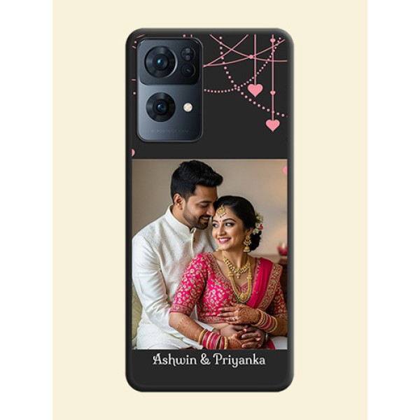 Pink Love Hangings with Text on Space Black Custom Soft Matte Back Cover - Oppo Reno 7 Pro 5G Pink Love Hangings with Text on Space Black Custom Soft Matte Back Cover - Oppo Reno 7 Pro 5G