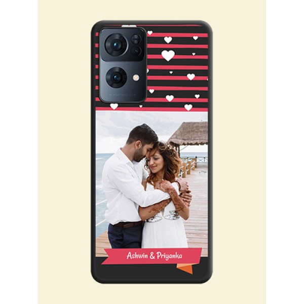 White Color Love Symbols with Pink Lines Pattern on Space Black Custom Soft Matte Phone Cases - Oppo Reno 7 Pro 5G White Color Love Symbols with Pink Lines Pattern on Space Black Custom Soft Matte Phone Cases - Oppo Reno 7 Pro 5G