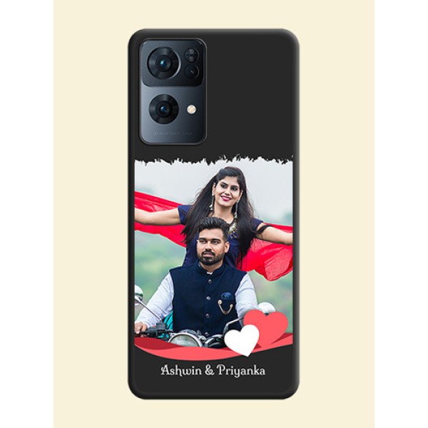 Pin Color Love Shaped Ribbon Design with Text on Space Black Custom Soft Matte Phone Back Cover - Oppo Reno 7 Pro 5G Pin Color Love Shaped Ribbon Design with Text on Space Black Custom Soft Matte Phone Back Cover - Oppo Reno 7 Pro 5G