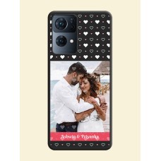 White Color Love Symbols with Text Design on Photo on Space Black Soft Matte Phone Cover - Oppo Reno 7 Pro 5G