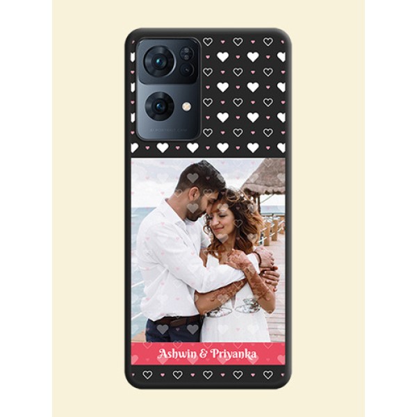 White Color Love Symbols with Text Design on Photo on Space Black Soft Matte Phone Cover - Oppo Reno 7 Pro 5G White Color Love Symbols with Text Design on Photo on Space Black Soft Matte Phone Cover - Oppo Reno 7 Pro 5G