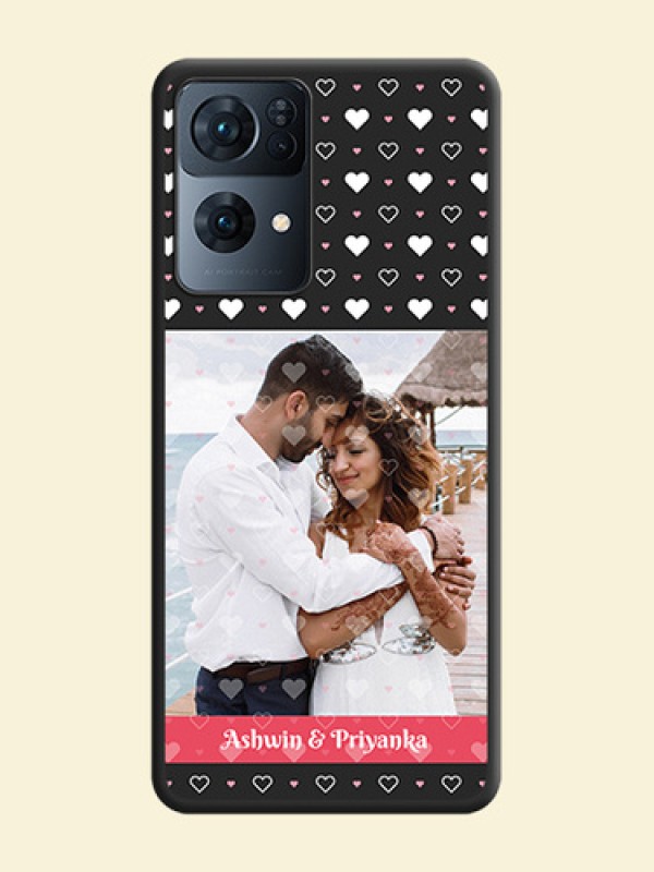 White Color Love Symbols with Text Design on Photo on Space Black Soft Matte Phone Cover - Oppo Reno 7 Pro 5G