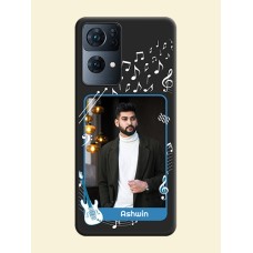 Musical Theme Design with Text on Photo on Space Black Soft Matte Mobile Case - Oppo Reno 7 Pro 5G