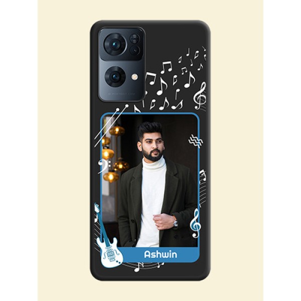 Musical Theme Design with Text on Photo on Space Black Soft Matte Mobile Case - Oppo Reno 7 Pro 5G Musical Theme Design with Text on Photo on Space Black Soft Matte Mobile Case - Oppo Reno 7 Pro 5G