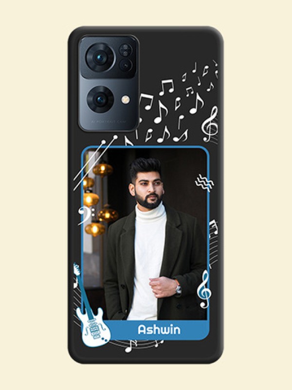 Musical Theme Design with Text on Photo on Space Black Soft Matte Mobile Case - Oppo Reno 7 Pro 5G
