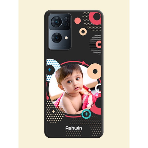 Multicoloured Round Image on Personalised Space Black Soft Matte Cases - Oppo Reno 7 Pro 5G Multicoloured Round Image on Personalised Space Black Soft Matte Cases - Oppo Reno 7 Pro 5G