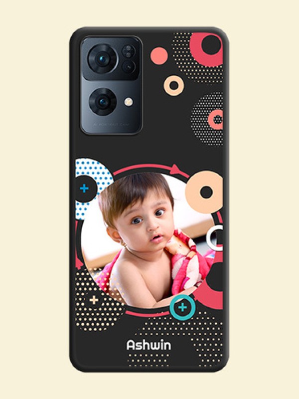 Multicoloured Round Image on Personalised Space Black Soft Matte Cases - Oppo Reno 7 Pro 5G