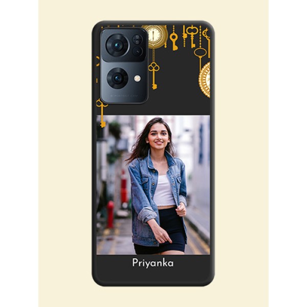 Decorative Design with Text on Space Black Custom Soft Matte Back Cover - Oppo Reno 7 Pro 5G Decorative Design with Text on Space Black Custom Soft Matte Back Cover - Oppo Reno 7 Pro 5G