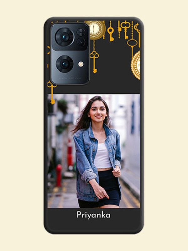 Decorative Design with Text on Space Black Custom Soft Matte Back Cover - Oppo Reno 7 Pro 5G