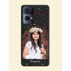 Multicolor Dotted Pattern with Text on Space Black Custom Soft Matte Phone Back Cover - Oppo Reno 7 Pro 5G